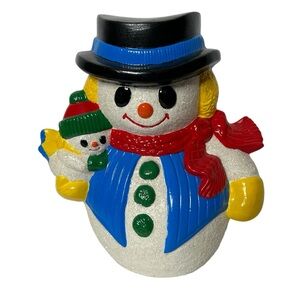 Vintage Ceramic Hand Painted Snowman Mold 9.75” x 8”